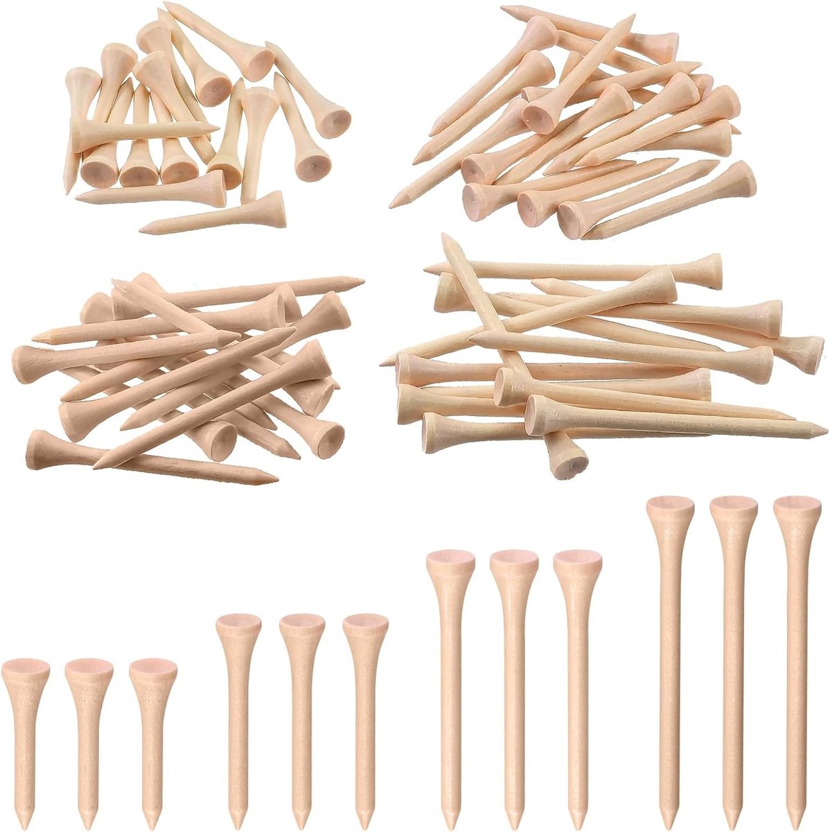 Kleurige Houten Golf Tees voor Professionele Training - Minder Wrijving, Duurzaam en Natuurlijke Materialen
