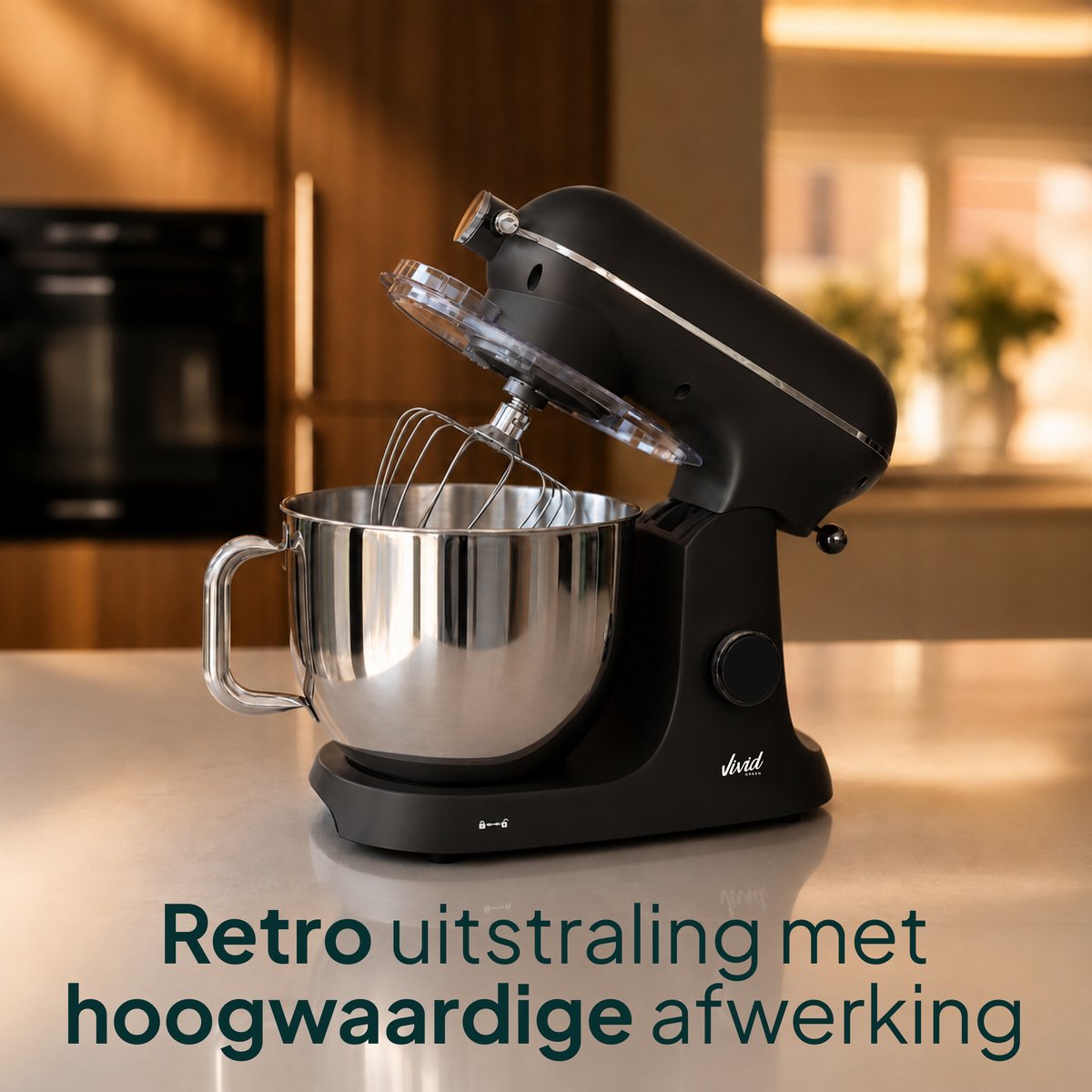 Vivid Green Luxe Keukenmixer - 7L Mengkom met Verwarmde Bodem - Rijsfunctie - Touchscreen & Timer - Vaatwasserbestendig - Keukenmachine - Keukenrobot - Zwart thumbnail 6