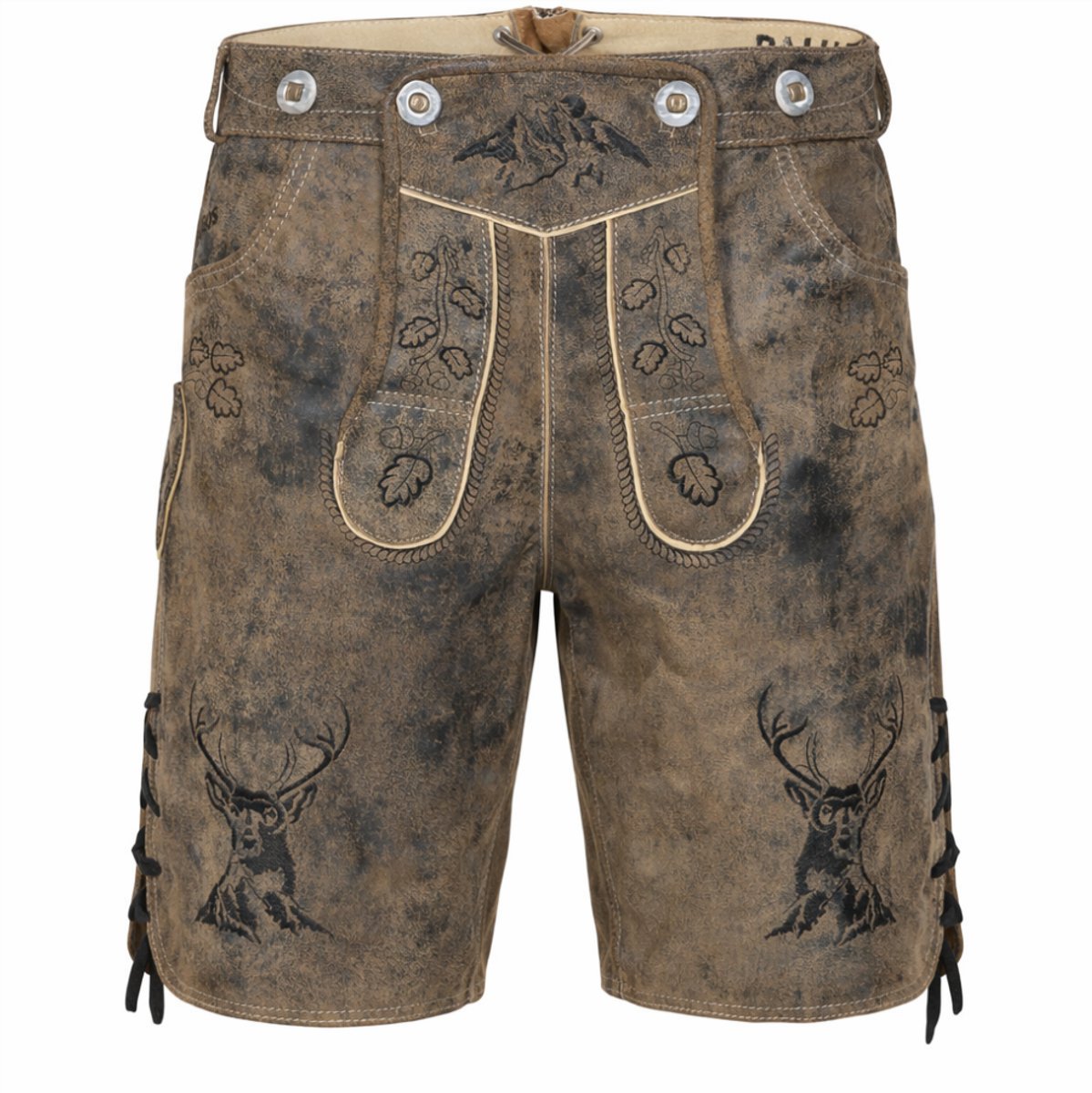PAULGOS heren-traditionele lederen broek, kort - HK4 ANTIK - echt leer - verkrijgbaar in 3 kleuren - maat 44 - 60