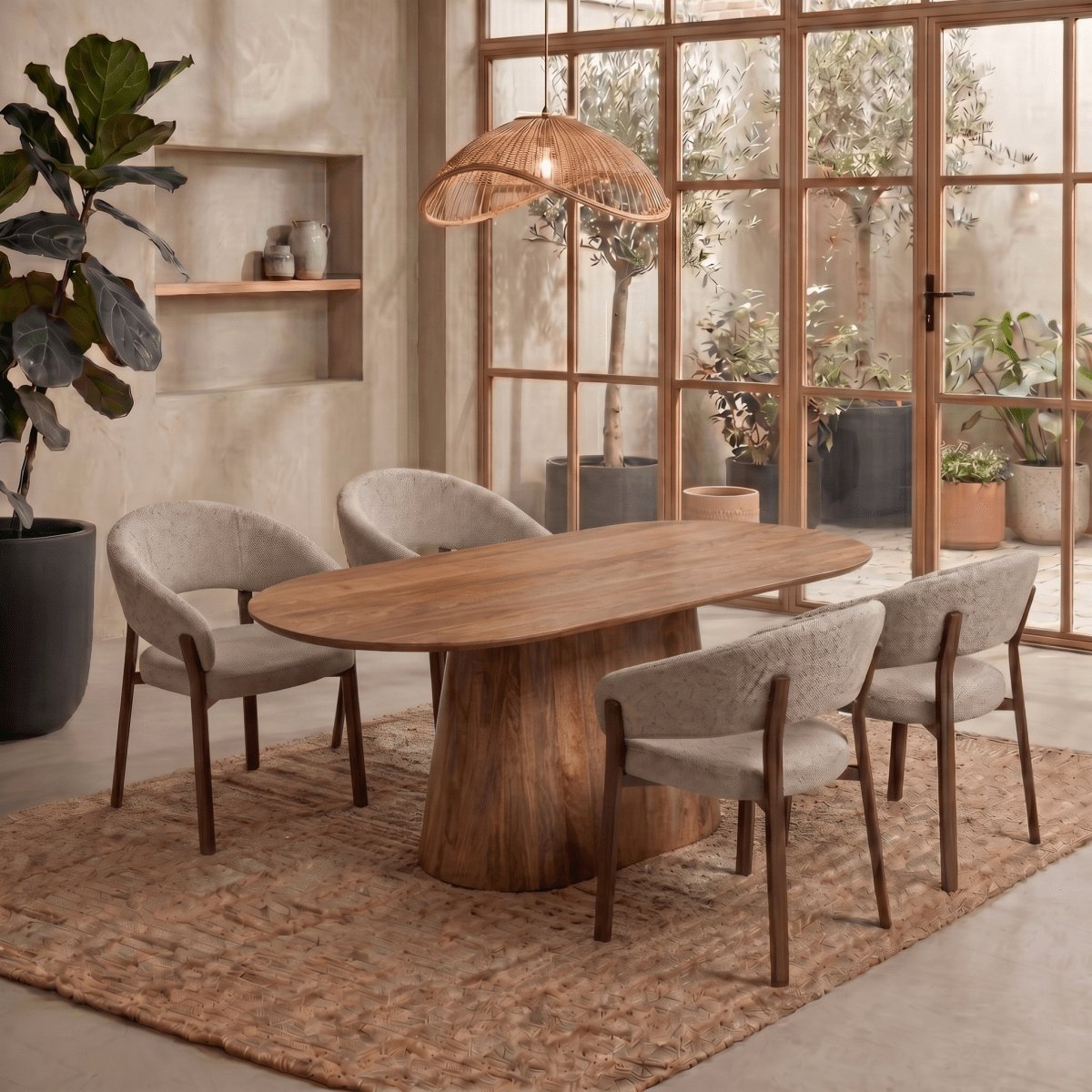 Mangohouten Eettafel Nova Capsule 180×90 cm Mahom Industrieel - Dinertafel van Mangohout & Metaal - Industriële Eettafel