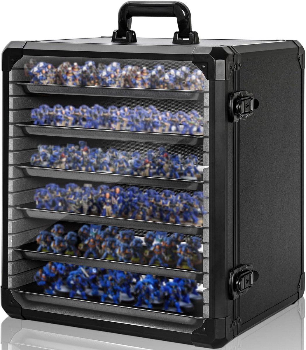 SnelShoppen - Miniatuur Opbergkoffer met Slot - Miniatuur Transportkoffer Aluminium Frame - 5 Magnetische Metalen Vakken - L-40,9 x 32 x 46 cm