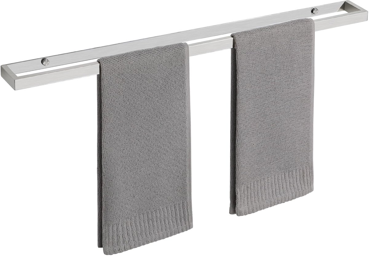 SnelShoppen - Handdoekhouder Badkamer Geborsteld RVS Handdoekstang 70CM Wandmontage Modern Design voor Badkamer en Keuken