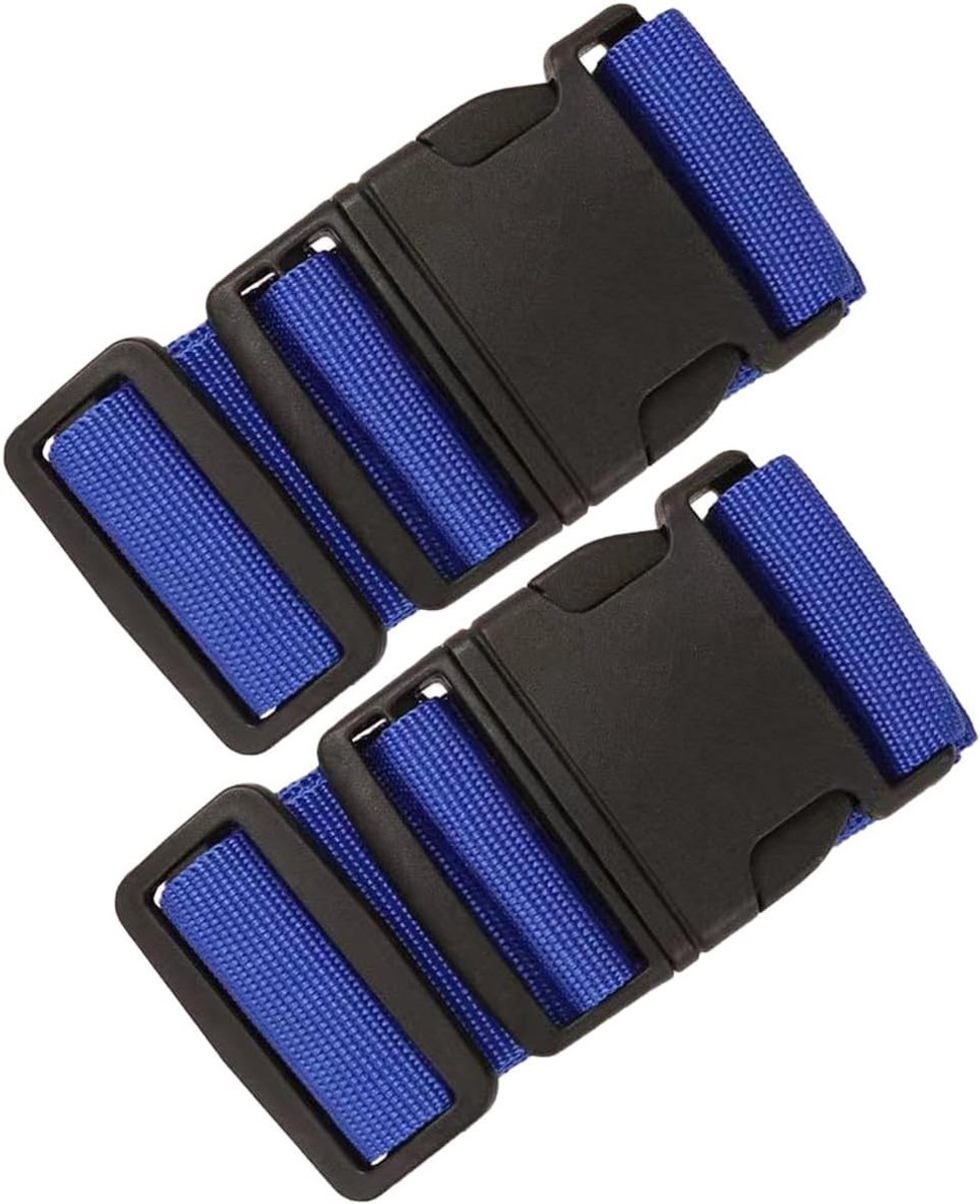 Dikke Verstelbare Bagagestraps - 2 Stuks Reisaccessoires met Snelle Ontgrendeling voor Koffers en Bagage, Donkerblauw, Ideaal voor Veiligheid en Comfort tijdens het Reizen