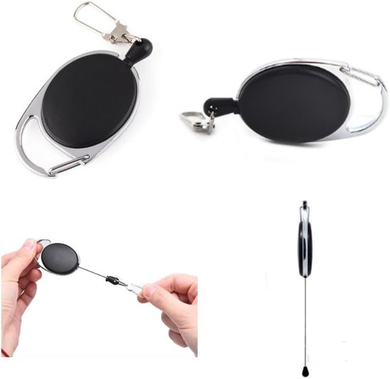 Set van 5 Retractable Badge Reels, Uittrekbare Badgehouders met 60 cm Stalen Draad voor ID Kaarten en Sleutels, Ideaal voor Werk en Evenementen — afbeelding 2