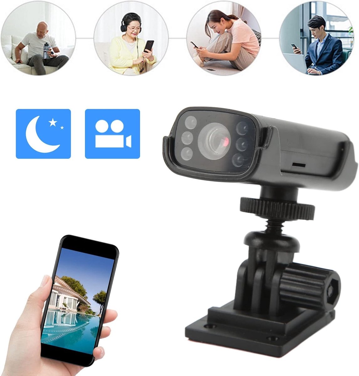 SnelShoppen - Draadloze Outdoor Beveiligingscamera 1080P HD met IR Nachtzicht, Bewegingsdetectie, Loop Video-opname & Mobiele APP voor Thuisgebruik