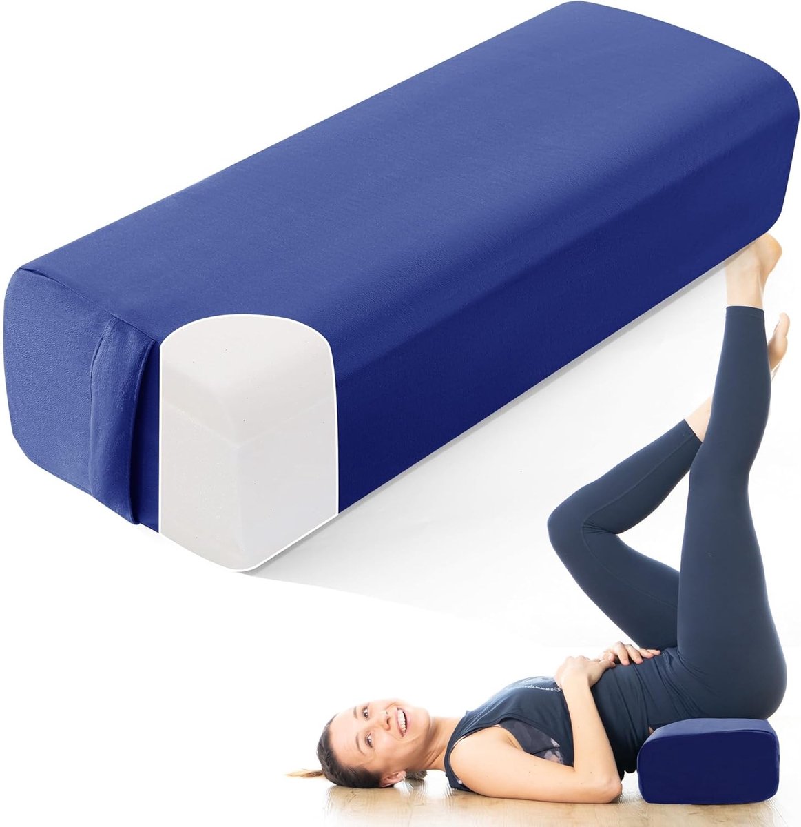 Rectangulaire Yogakussen met Éénstuk Schuimkern en Draaghandvat, Verwijderbare en Wasbare Cover voor Meditatie en Herstellende Yoga