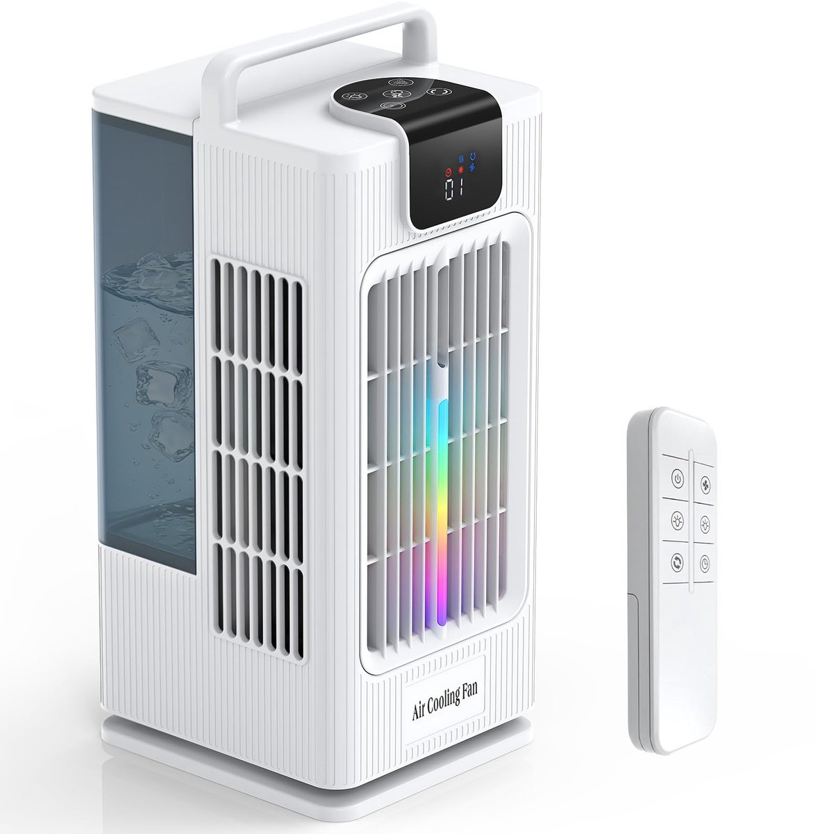 SnelShoppen - 4-in-1 Draagbare Airconditioning met Ventilator, Luchtkoeler en Waternevelspray voor Thuis, Camping, Tuin en Keuken, Compact en Energiez