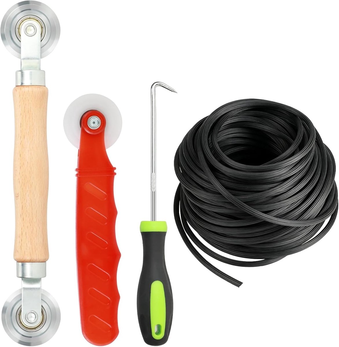 Vervangingsonderdelen voor vliegenramen met 20m x 5mm rubberen tape en gereedschap voor insectenbescherming