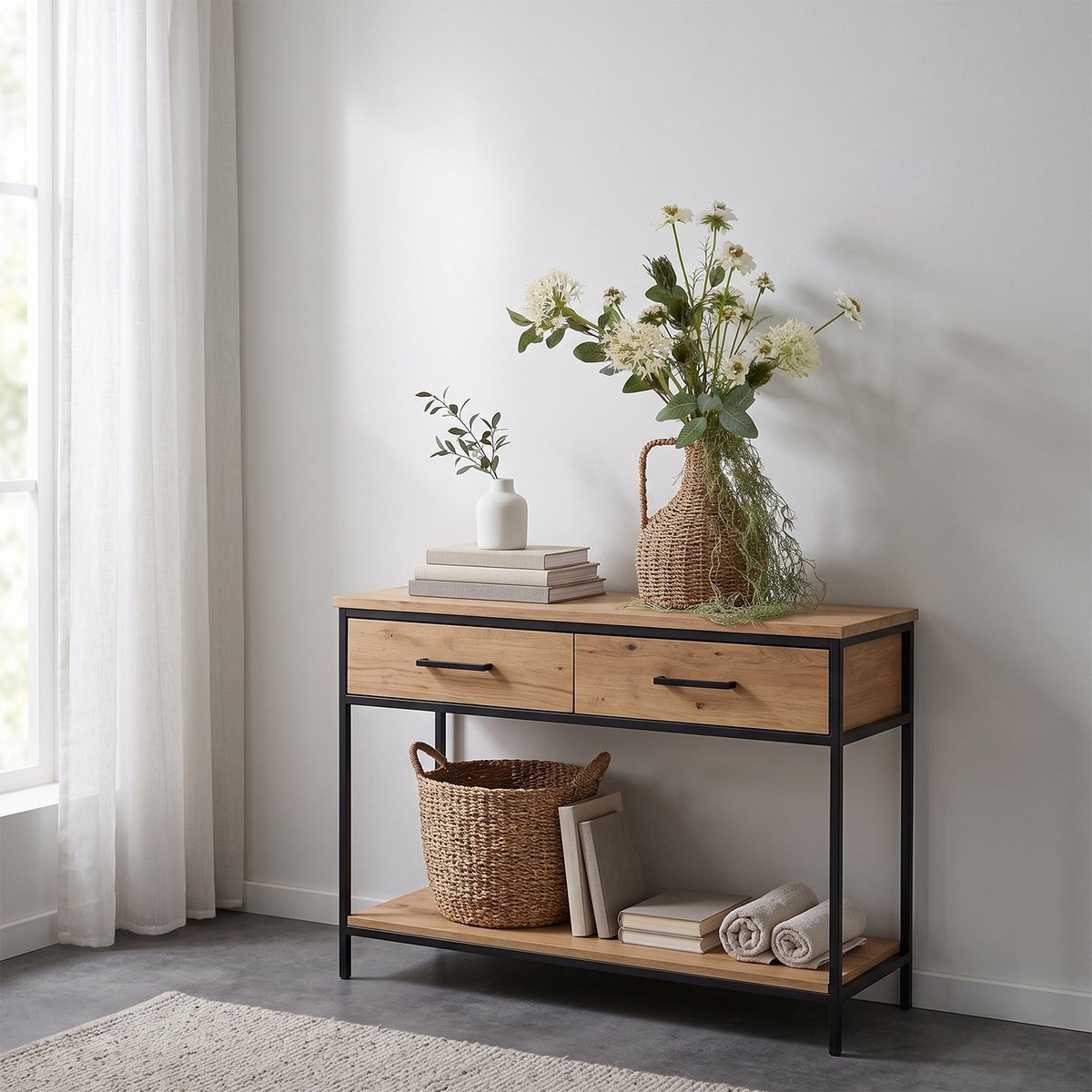 Kunstboeket Alice Washington creme 65cm inclusief flesvaas