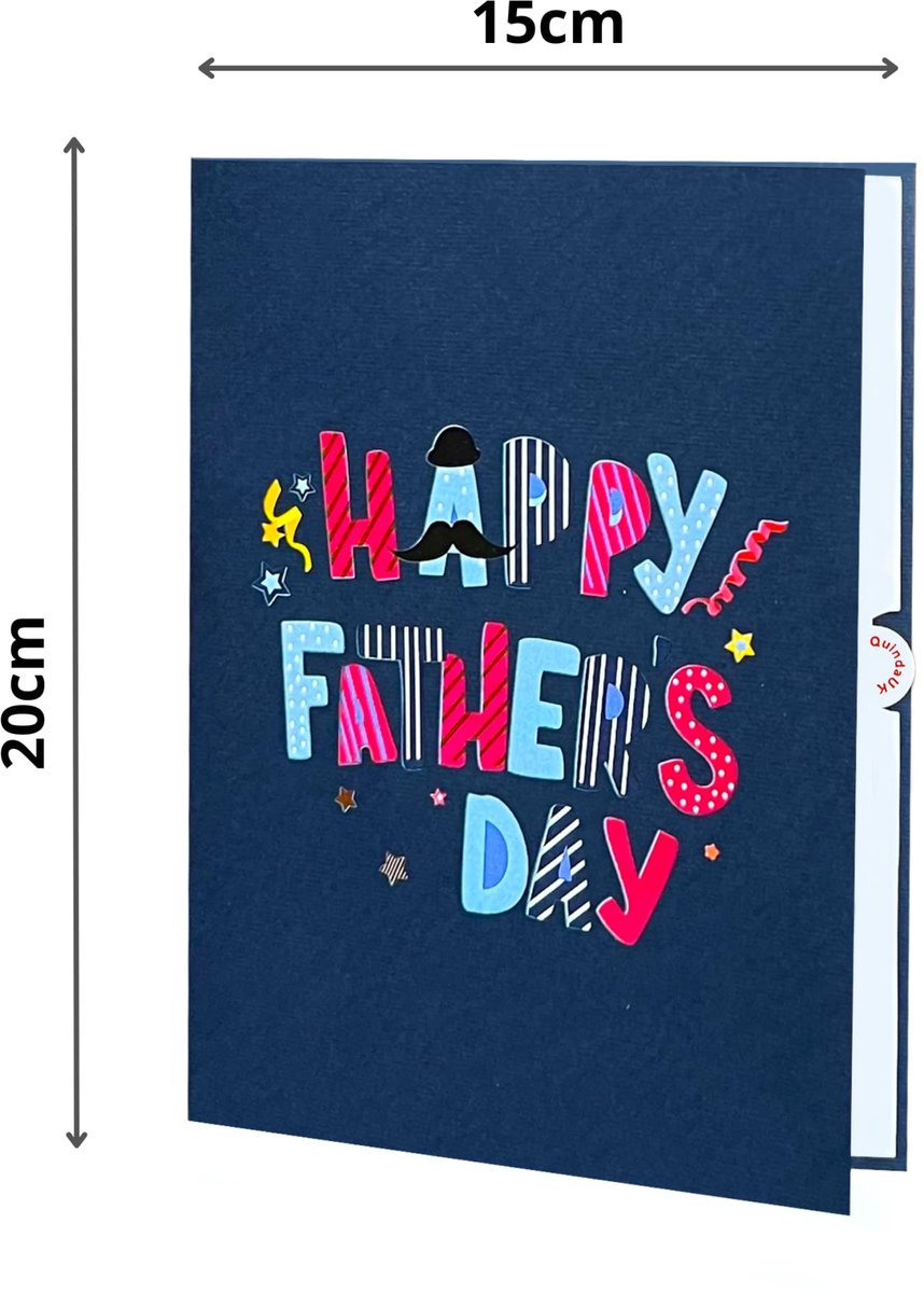 SnelShoppen - 3D Vaderdag Pop-up Kaart met Happy Fathers Day Design - Inclusief Envelop en Verwijderbare Notitielabel - Maat 50 x 38 cm - Perfect voor
