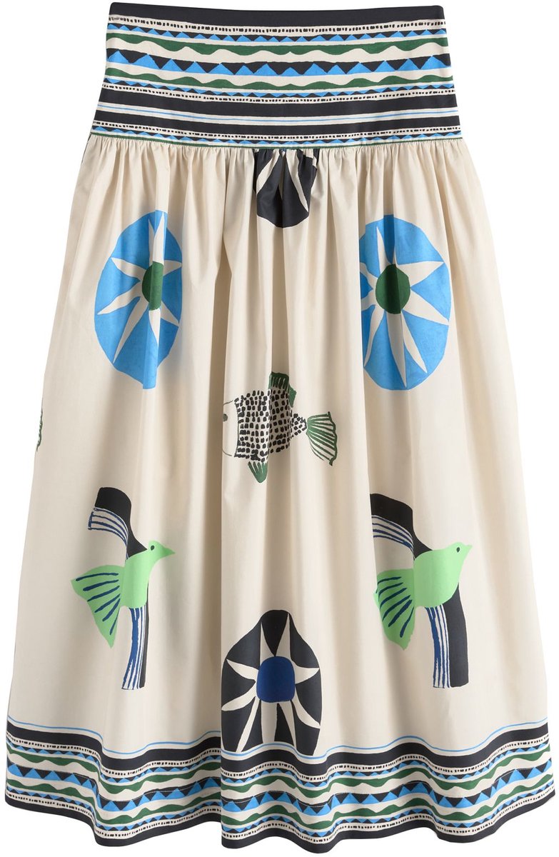 Next - Dames - Maxirok met abstracte randprint - Crème