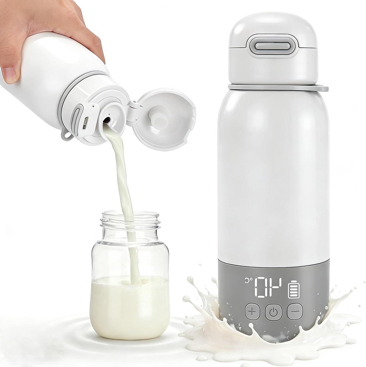 Draagbare Flessenwarmer - Draadloze Warmer - Babyvoeding Opwarmen - Snel Verwarmen 2 Minuten - 450 ml - Wit