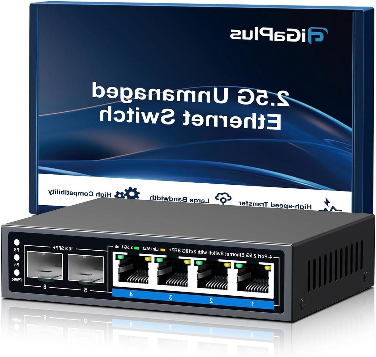 Ethernet Switch - Netwerk Hub - Snelle Dataoverdracht - 2.5Gbps Snelheden - 6 Poorten - Zwart
