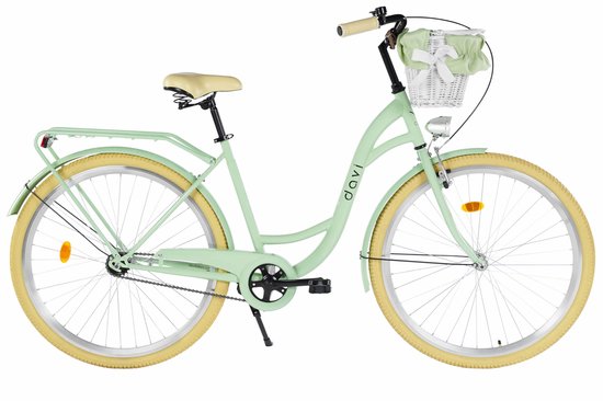 Davi Lila – Stadsfiets – 28 inch – 1 versnelling – Terugtraprem/V-brake – Lage instap – 160-185 cm – Groen/Creme — afbeelding 2