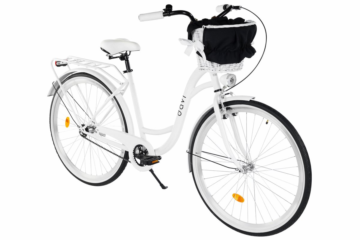 Davi Lila – Stadsfiets – 28 inch – 1 versnelling – Terugtraprem/V-brake – Lage instap – 160-185 cm – Wit/Zwart