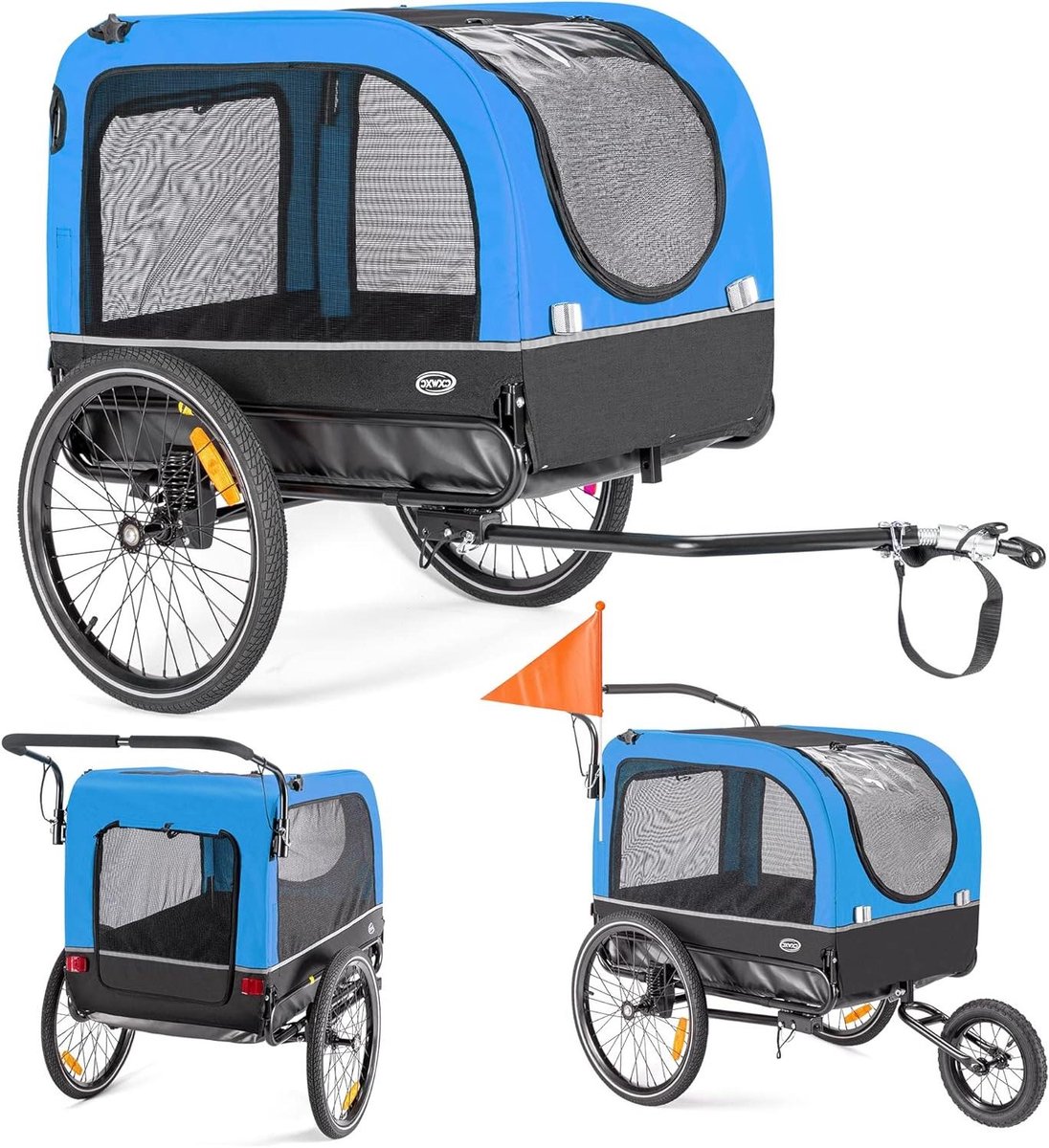 Hondenfietskar - Hondenwagen Jogger - Avontuurlijke Reizen - 2-in-1 Functie - Max 40 kg - Blauw