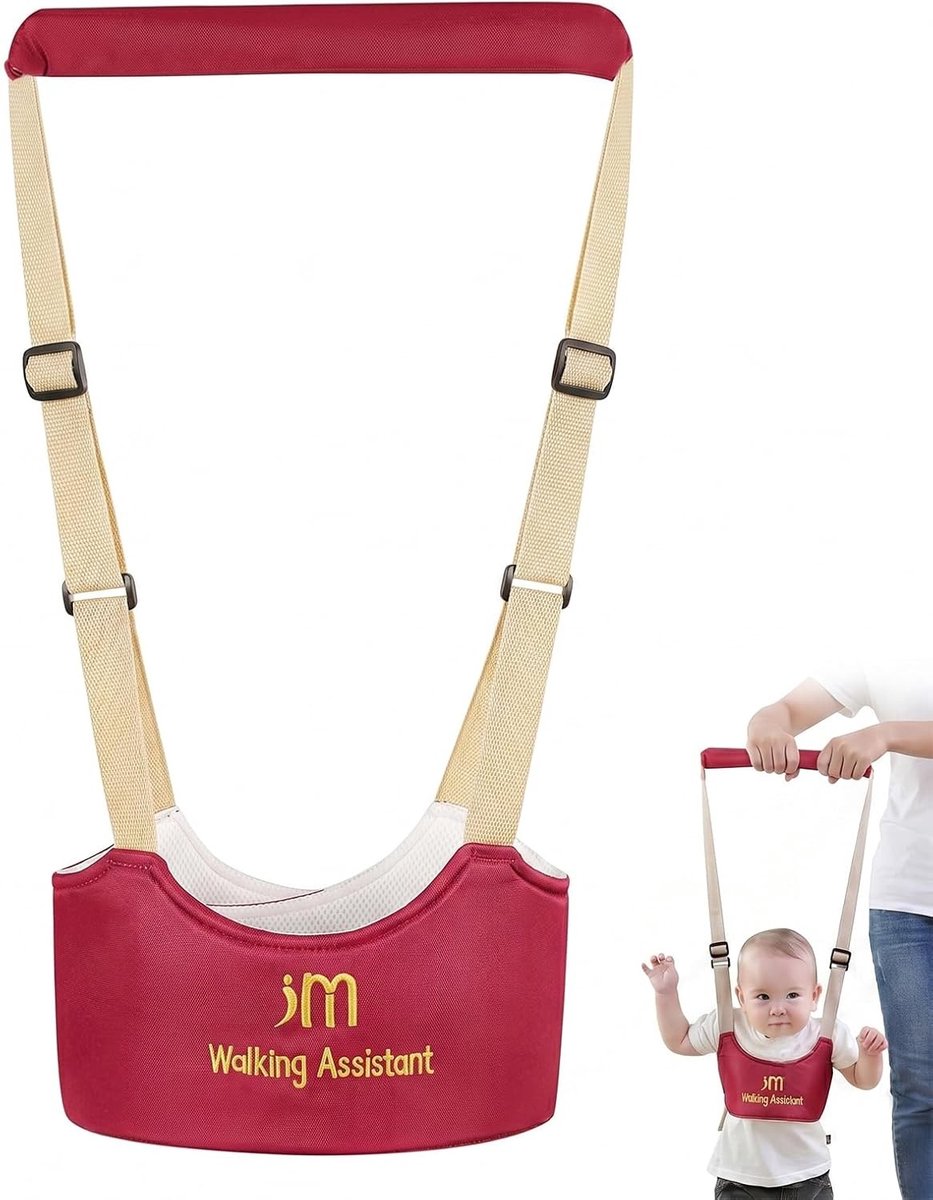 Verstelbaar hondentuig voor baby's van 7-24 maanden, ademend en veilig voor eerste stappen, ideaal voor leren lopen, rood