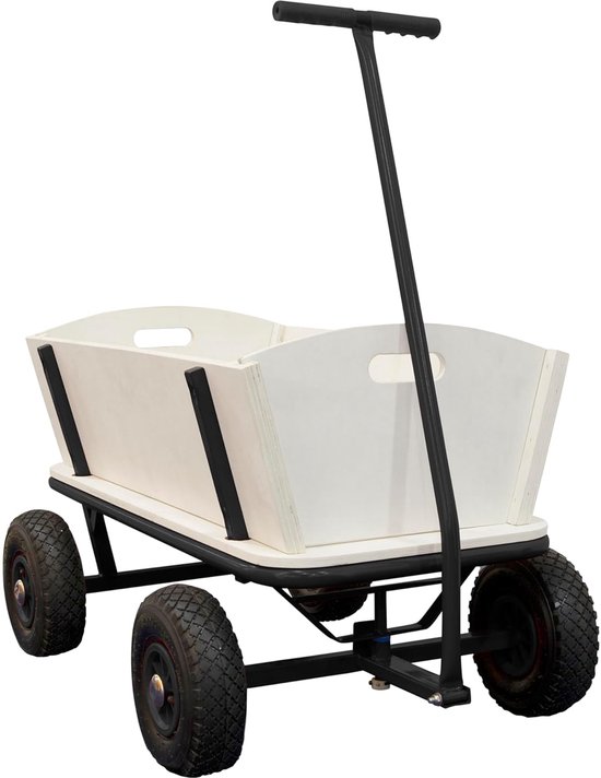Houten Bolderkar - Strandkar Luchtbanden - Uitjes en Transport - Draaibare Vooras - 97 x 61 x 94.5 cm - Antraciet van Houten — afbeelding 2