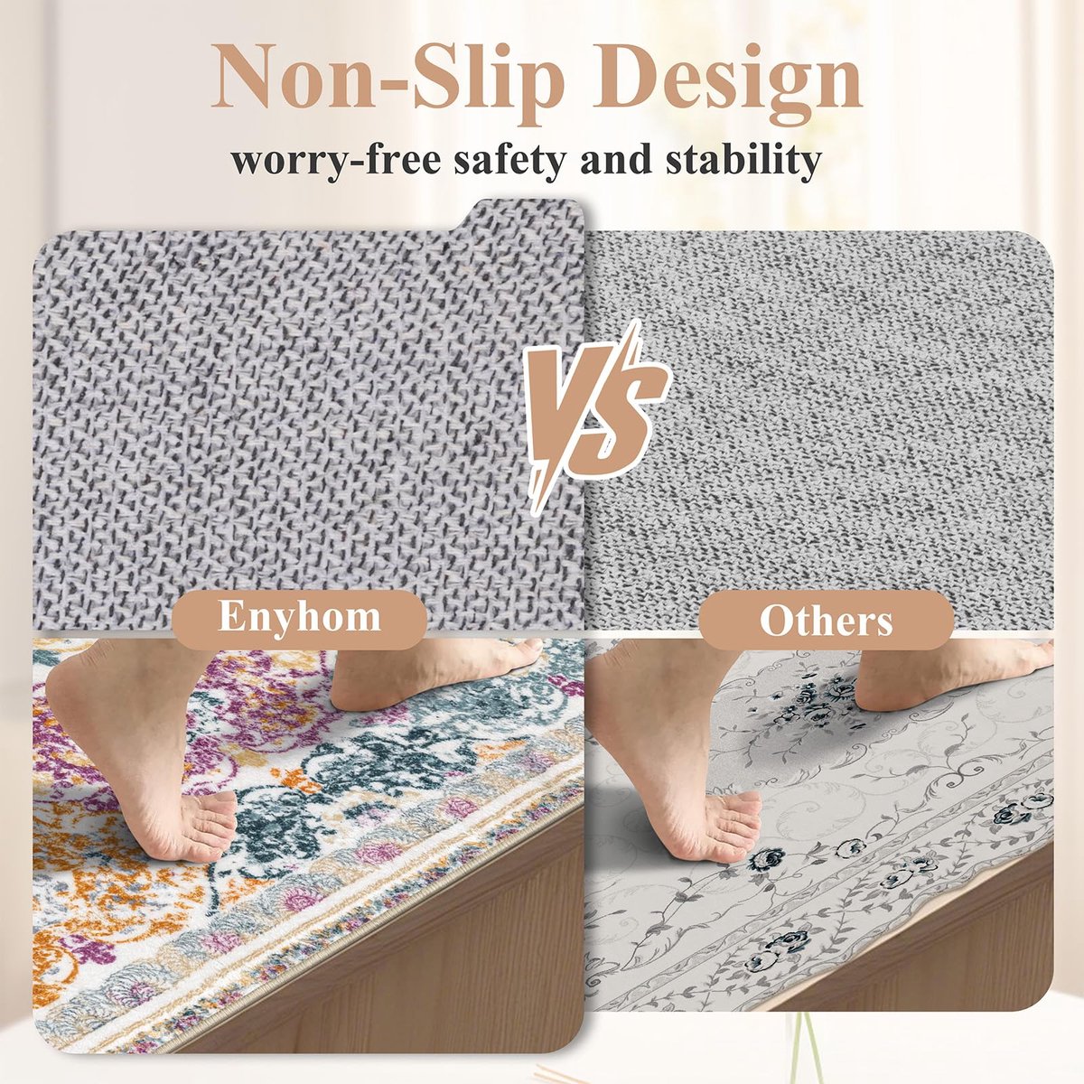 SnelShoppen - Enyhom Tapijtloper voor hal, superzacht boho-tapijt, extra lange antislip traploper, machinewasbaar keukentapijt, kleurrijk 60 x 180 cm