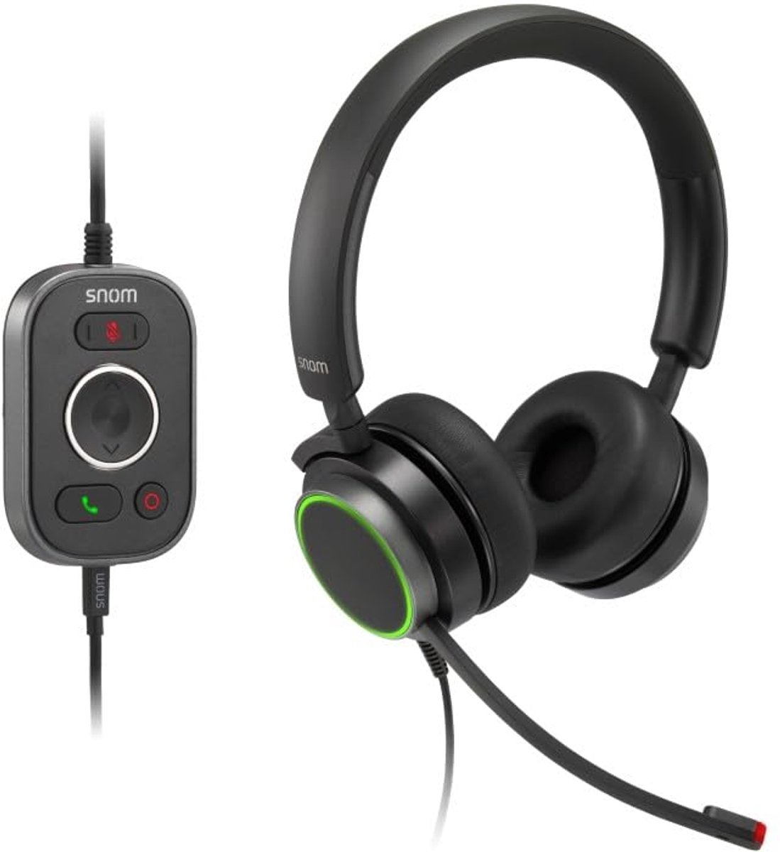 SnelShoppen - Snom A330D Professionele Bedrade Headset met Microfoon - Full-band Audio Hoofdtelefoon met Afstandsbediening en LED Indicator - 3.5mm &