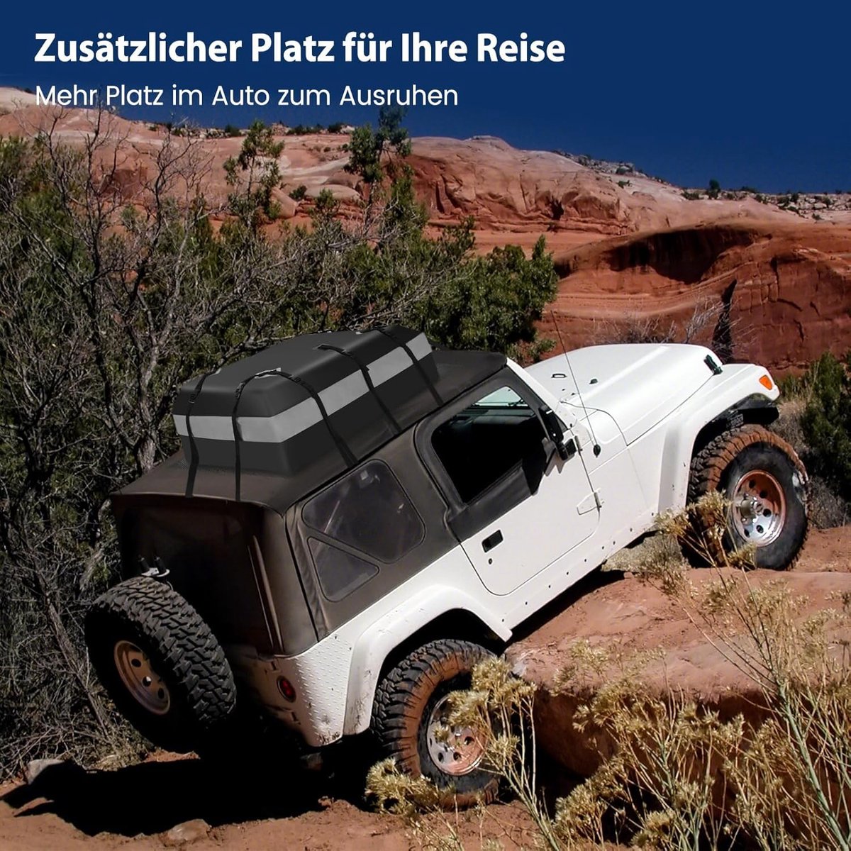 SnelShoppen - Dakkoffer 420L waterdicht met cijferslot, 6 deurhaken, antislipmat, draagtas voor auto, camping, vakantie, bagagedrager, opvouwbare baga