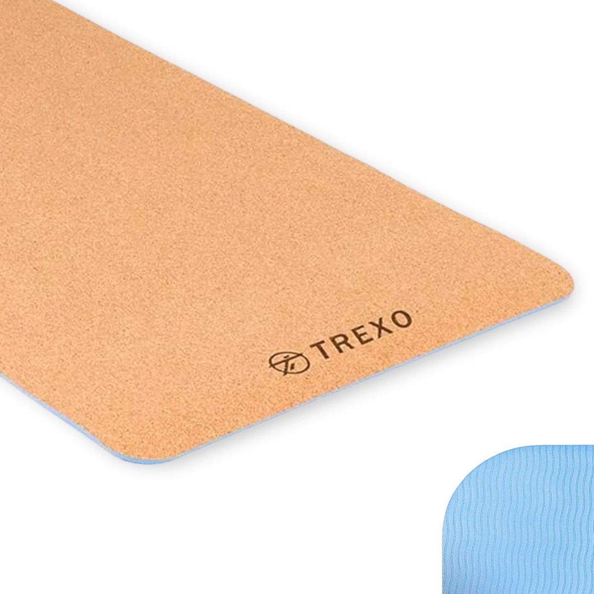 SnelShoppen - Yoga Kurk TPE Yogamat 61 x 183 cm 6 mm Dikke Blauw voor Indoor Club Pilates Stretching Gymnastiek en Fitness
