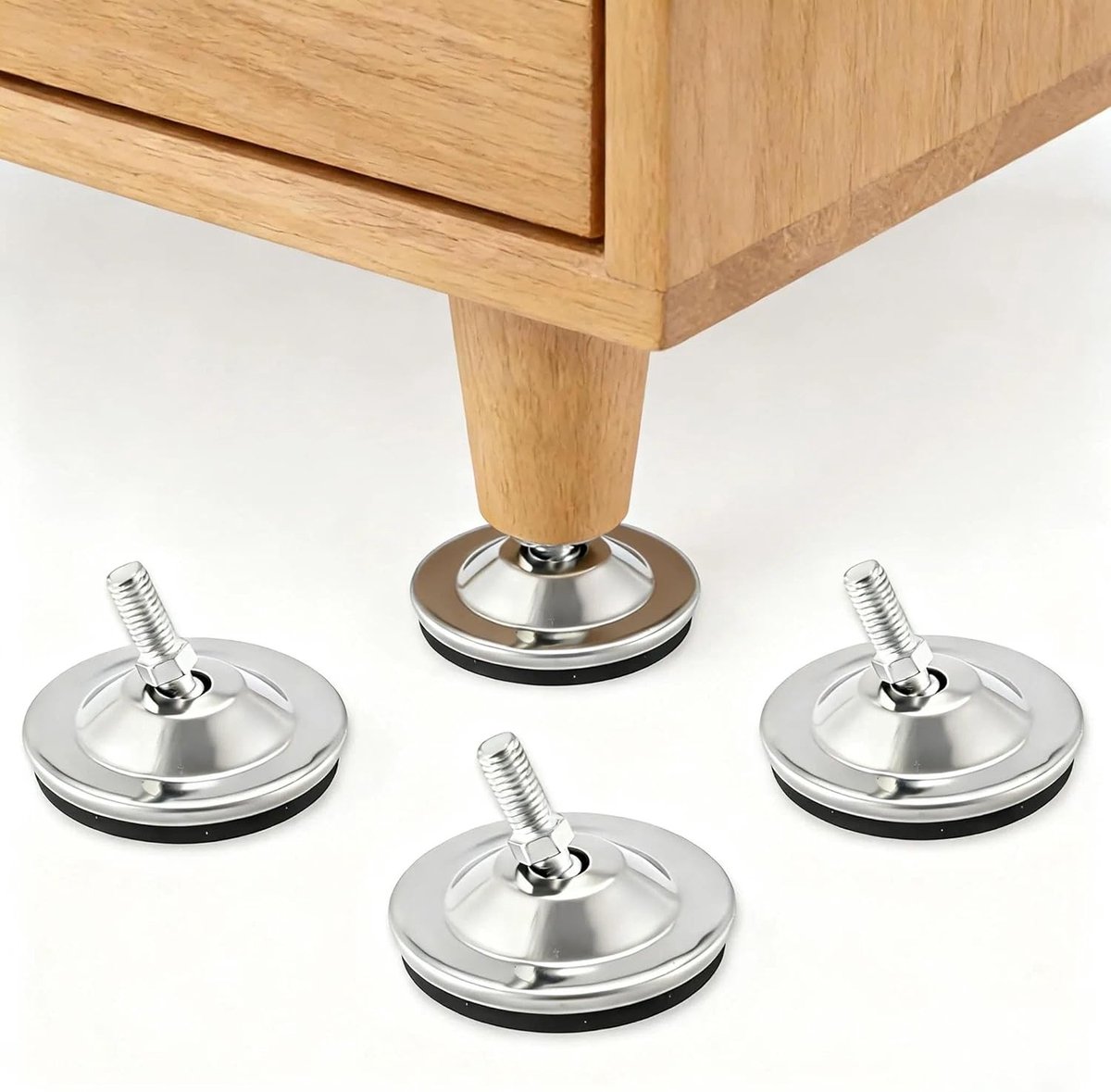 Verstelbare meubelpootjes, 4 stuks, metalen meubels, M8 × 17 mm, geschikt voor tafels, kasten en fitnessapparatuur
