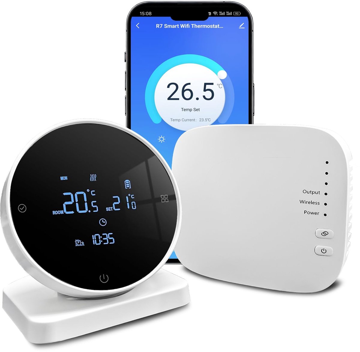 SnelShoppen - Slimme Thermostaat WiFi Programmeerbare Digitale Kamerthermostaat voor CV-Ketel en Vloerverwarming - Compatibel met Alexa en Google Home