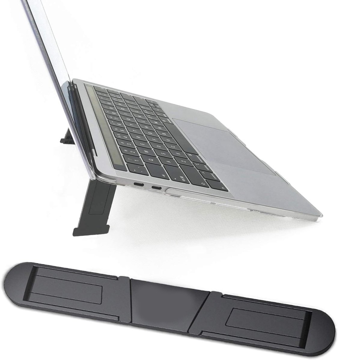Oneay Draagbare laptopstandaard voor op reis, geschikt voor laptops en tablets van 12-17 inch - verstelbaar, geventileerd, lichtgewicht, ergonomisch en compact.