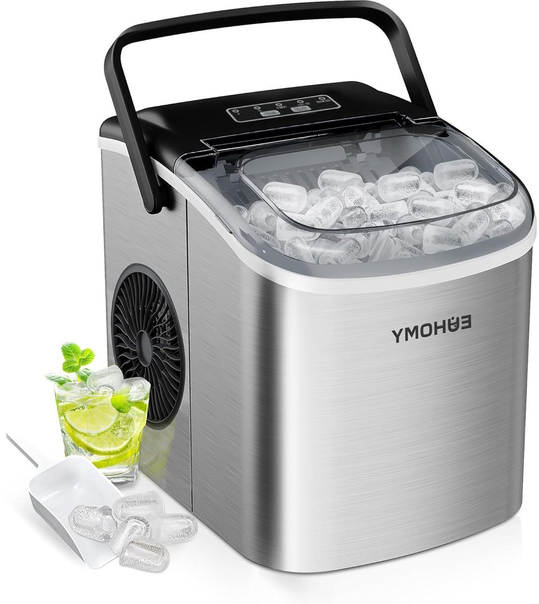 IJsblokjesmachine - Compacte maker - Drankjes Koelen - Zelfreinigend - 12 kg per dag - Roestvrij staal