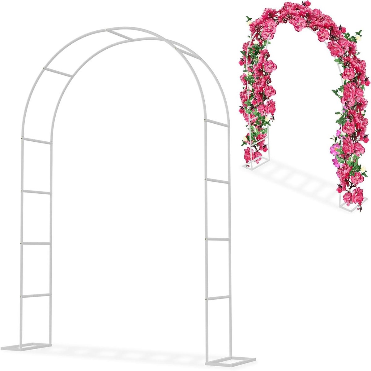 Rozenboog Metaal - Tuinboog Klimhulp - Decoratie Bruiloft - Gepoedercoat Weerbestendig - 192 x 38 x 240 cm - Wit