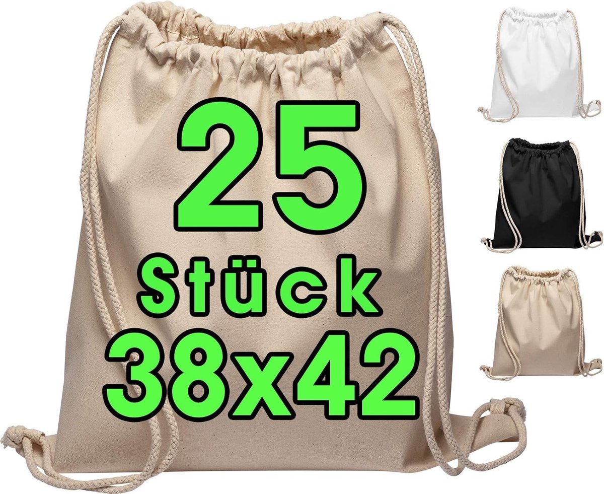 Sporttas 38 x 42 cm - Katoenen rugzak - Sterk en duurzaam - Ideaal voor gym of boodschappen - ShopVlot