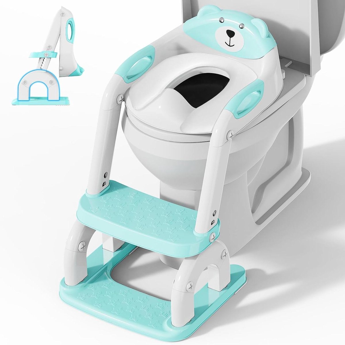 Kindertoilet met trap - Zindelijkheidstrainer - Zindelijkheidstraining - Verstelbaar en veilig - 34L x 10B cm - Blauw