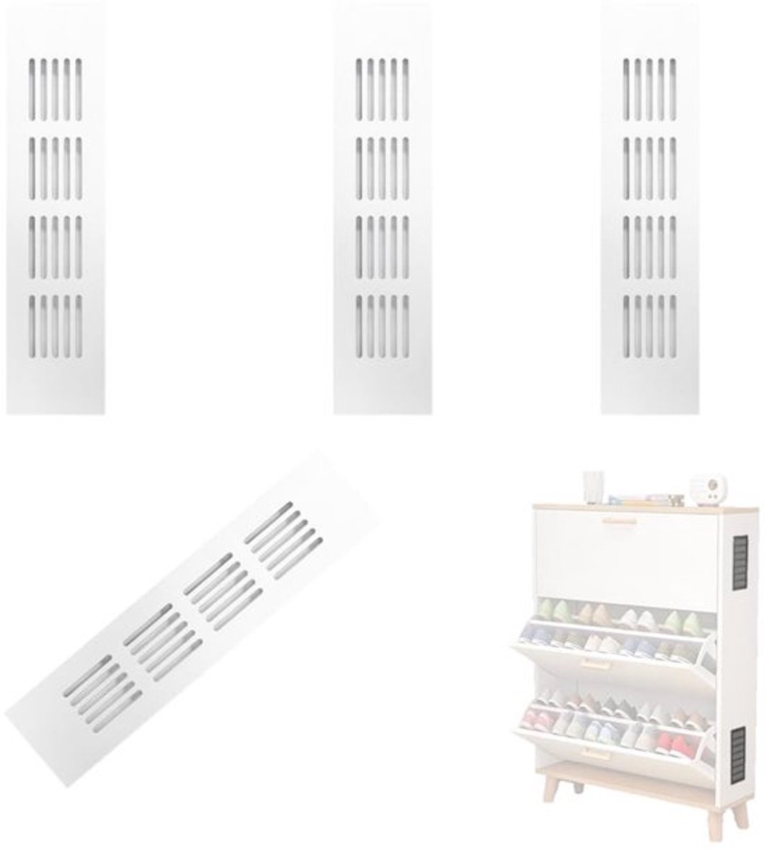 Ventilatieopeningen Aluminiumlegering - 2 Stuks - Insectengaas - 30 x 8 cm - Geschikt voor Kast - Eenvoudig te Installeren - Roosters