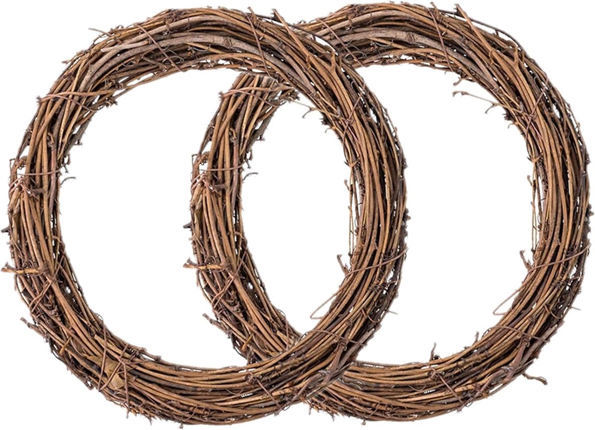 Twee kransen van 50 cm - Aanpasbaar - Verse bloemen niet inbegrepen - Herbruikbaar - Wees creatief met familie en vrienden - Geschikt voor de voordeur of bruiloft - Natuurlijke kleur