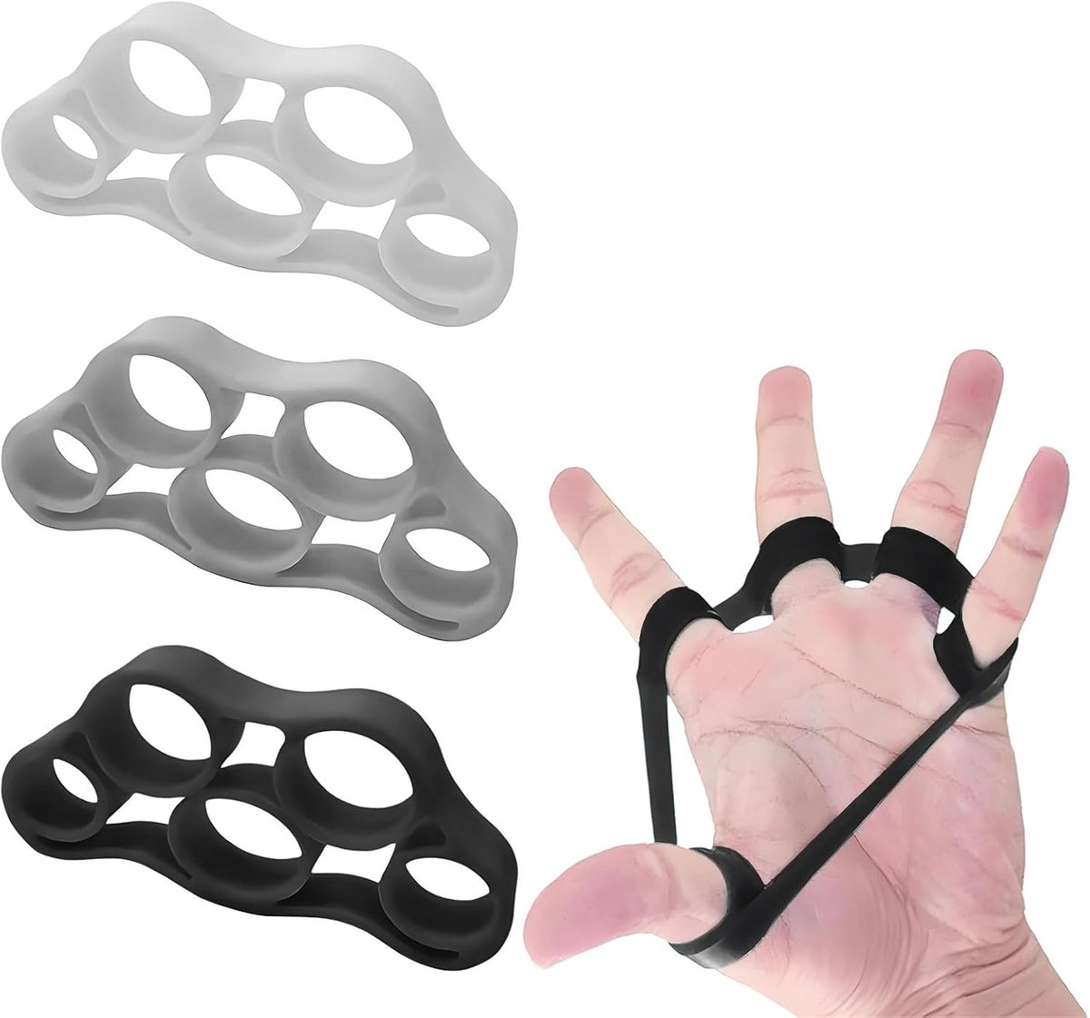 Set van 3 Vingertrainers voor Verbeterde Grip en Kracht, Gerichte Spiertraining voor Handen en Vingers, Versterking van Handspieren en Ontspanning