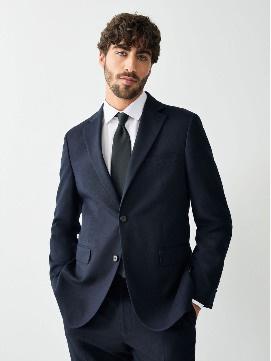 Next - Heren - Modieus gesneden, getextureerd colbert - Regular - Blauw