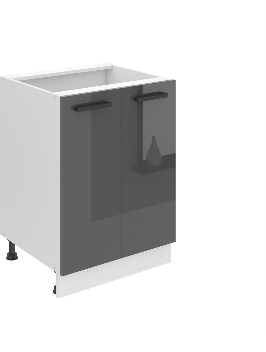 BELINI Keukenonderkast SD2 60 cm met 2 Deuren - Zilver Hoogglans