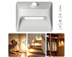 OYLCDI Magnetisches PIR-Bewegungs-Nachtlicht - kabellos & bohrfrei montierbar - 2200mAh Akku mit Type-C Schnellladung - 3000K augenschonendes blendfreies Warmlicht