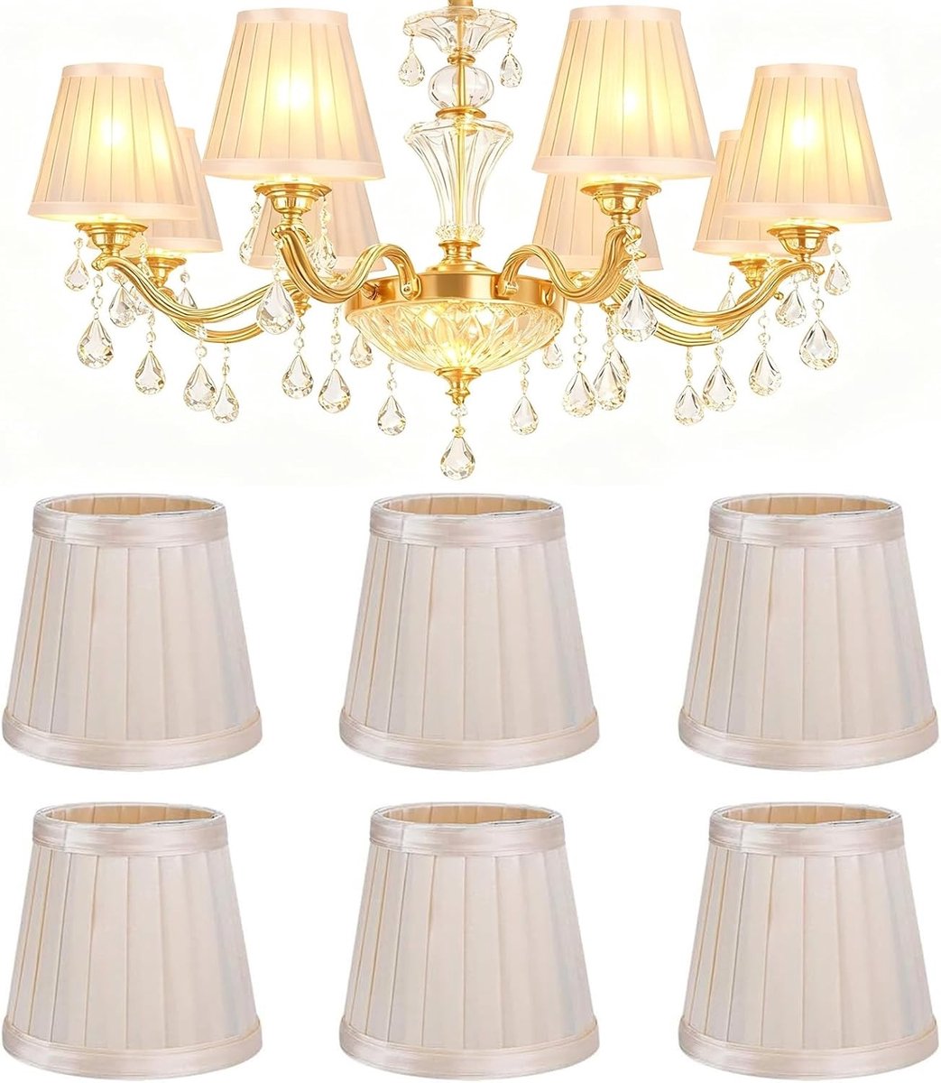 Set van 6 lampenkappen voor E14 lampen, 12 x 11 x 8,5 cm, moderne stof, geschikt voor kroonluchters, wandlampen en kaarslampen