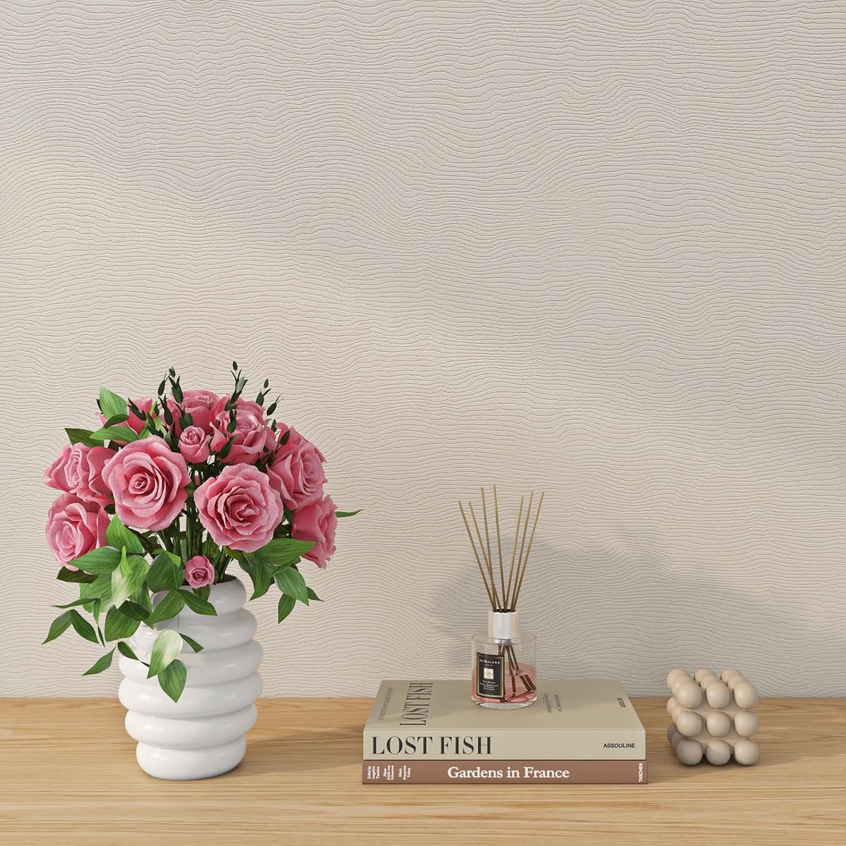 SnelShoppen - Zelfklevend Beige Textuurbehang 40CMx5M - Waterbestendige Meubelfolie voor Woonkamer, Slaapkamer, Hal, Keuken en Badkamer - Zelfklevende