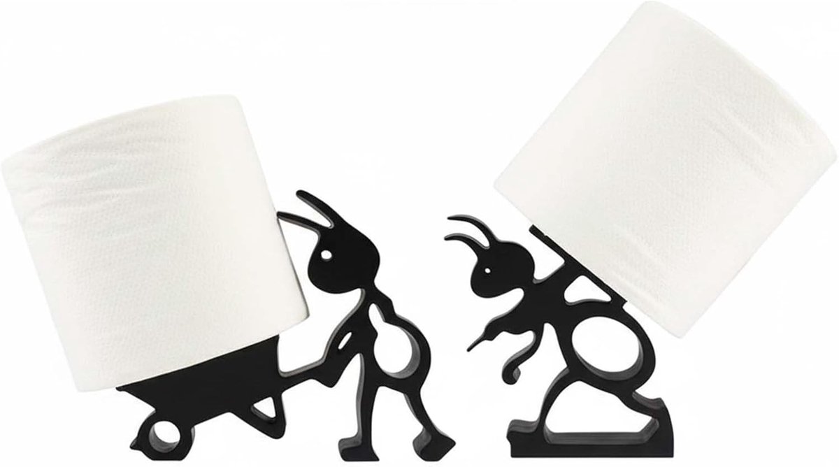 Set van 2 Grappige Zwarte Mieren Toiletpapierhouders - Leuk en Eenvoudig te Installeren voor Badkamerdecoratie, Slaapkamer en Werkplek
