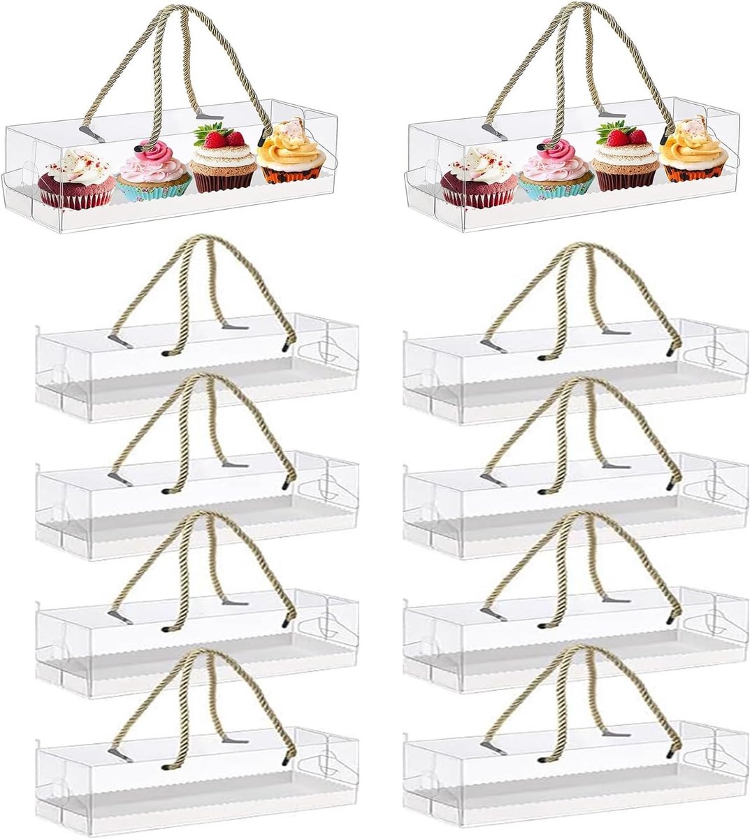 Duidelijke Cake Dozen met Handvatten, Rectangulaire Plastic Verpakking voor Geboorte-, Bruiloft- en Dessertcadeaus (29.5x8x8cm) - Perfect voor Feestjes en Speciale Gelegenheden