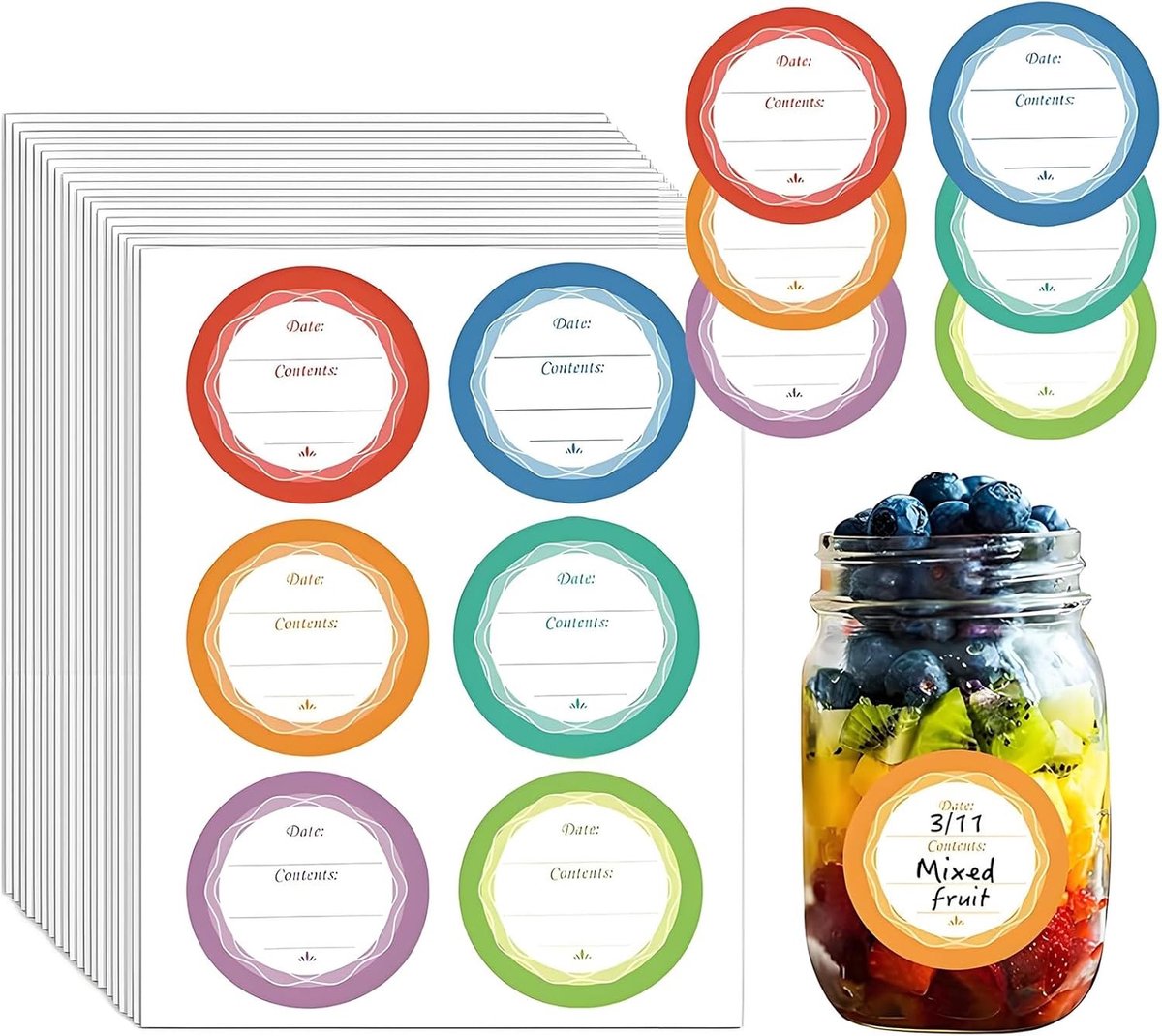 120 Verwijderbare Jam Labels voor Inmaakpotten - Zelfklevende Stickers voor Specerijen en Decoratie