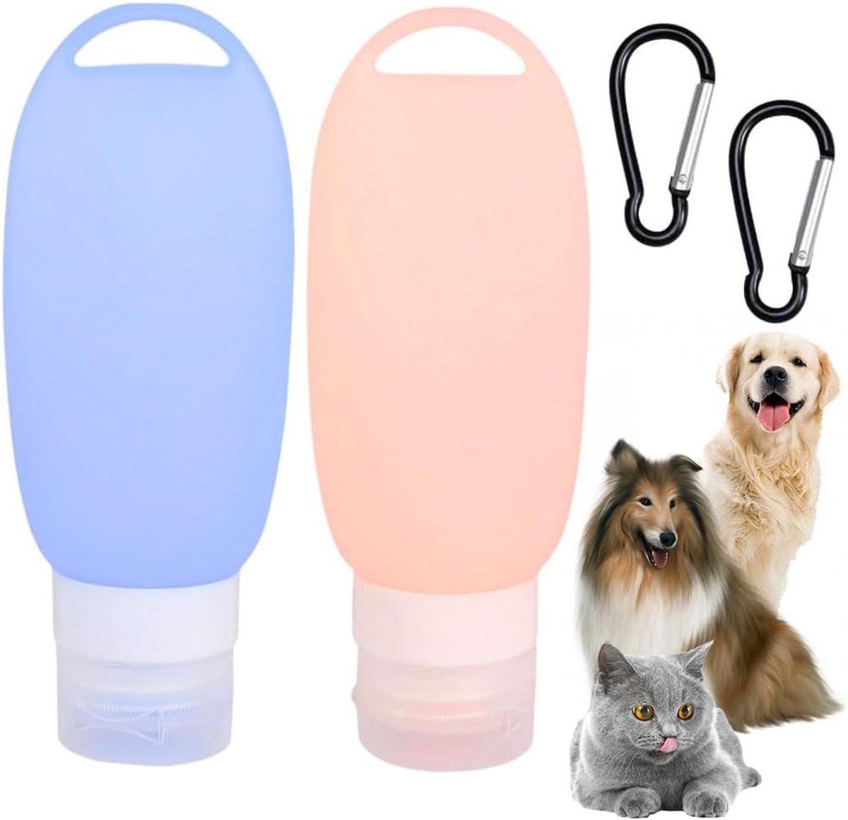 Voedertubes voor honden - 2 stuks 90 ml herbruikbare voederdummy's, gemakkelijk te reinigen, ideaal voor huisdieren, blauw en roze