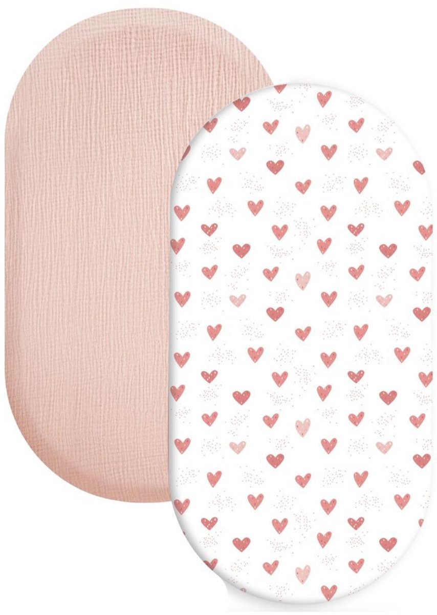 Wieg hoeslaken set van 2 stuks - ademend mousseline katoen - afneembaar wasbaar buitenhoes - geschikt voor babywieg matras - 32 * 17 inchStijl 47