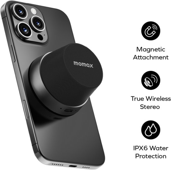 MOMAX 1-Vibe Go Magnetische Bluetooth Speaker - Draagbaar, TWS, IPX6 en 12 uur Accuduur - Mint van Momax — afbeelding 5