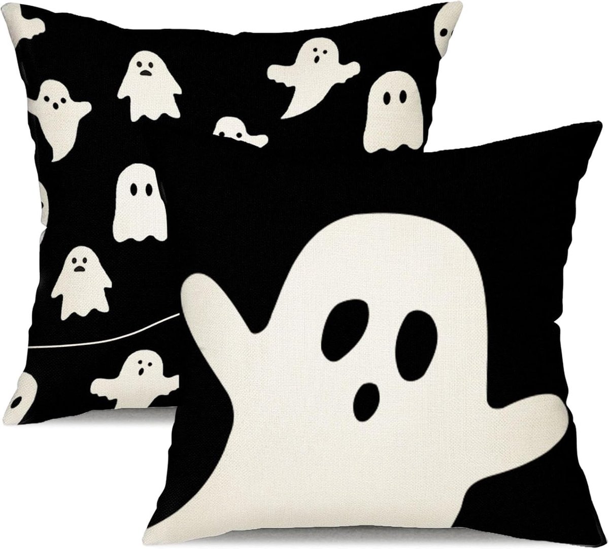 Solidchoice - Set van 2 Halloween Kussenslopen met Geest Motief