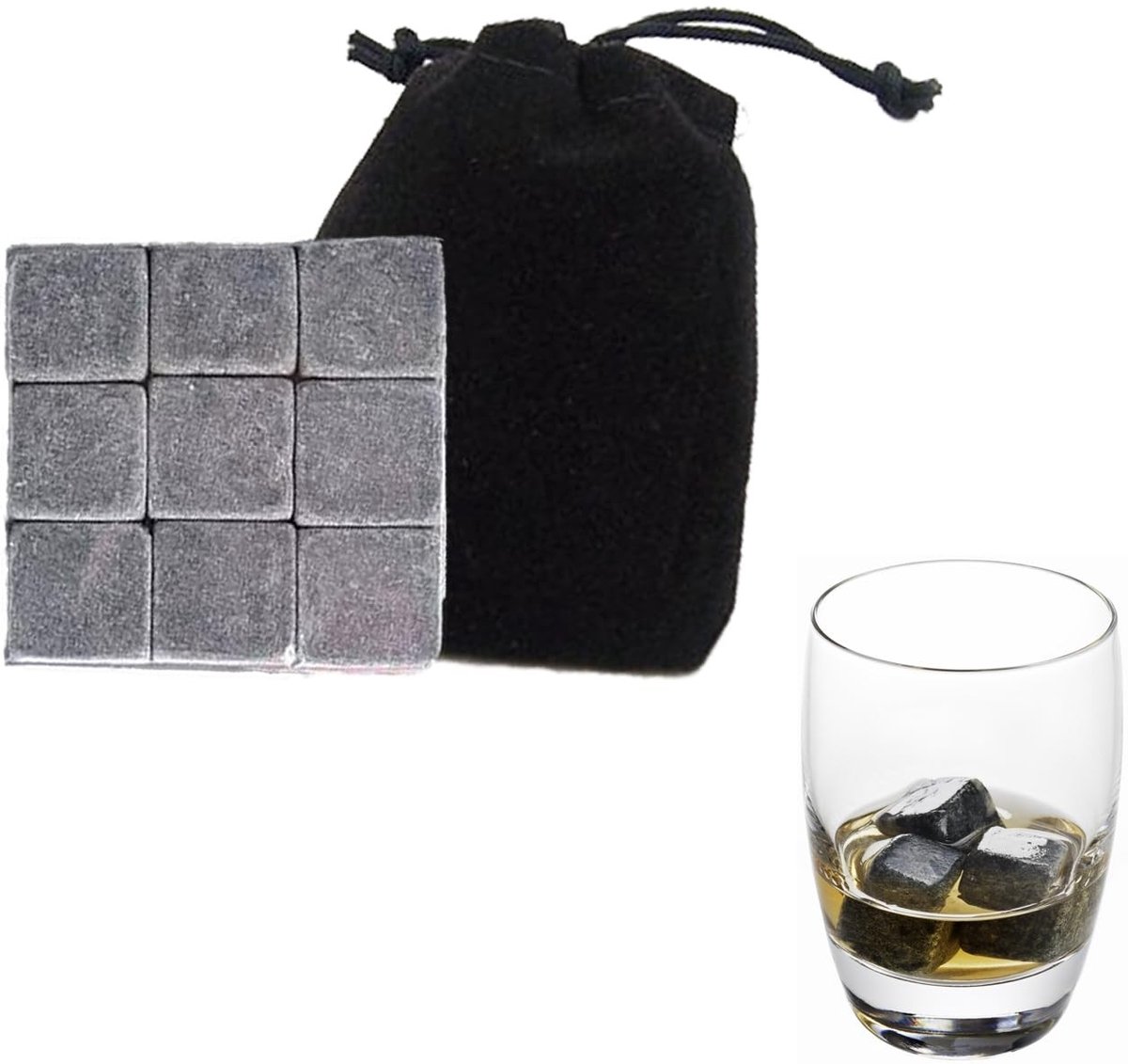 Solidchoice - Set van 9 Granieten Whiskystenen voor Ideale Koeling