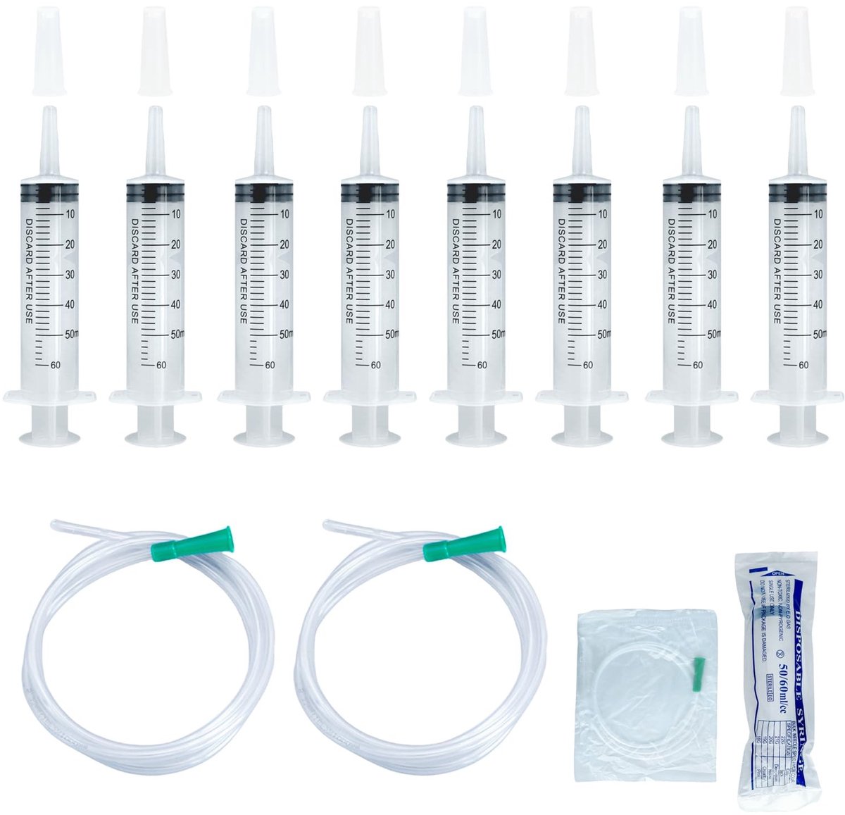 Solidchoice - Set van 8 Spuiten van 60ml met Katheter voor Laboratorium en Tuin